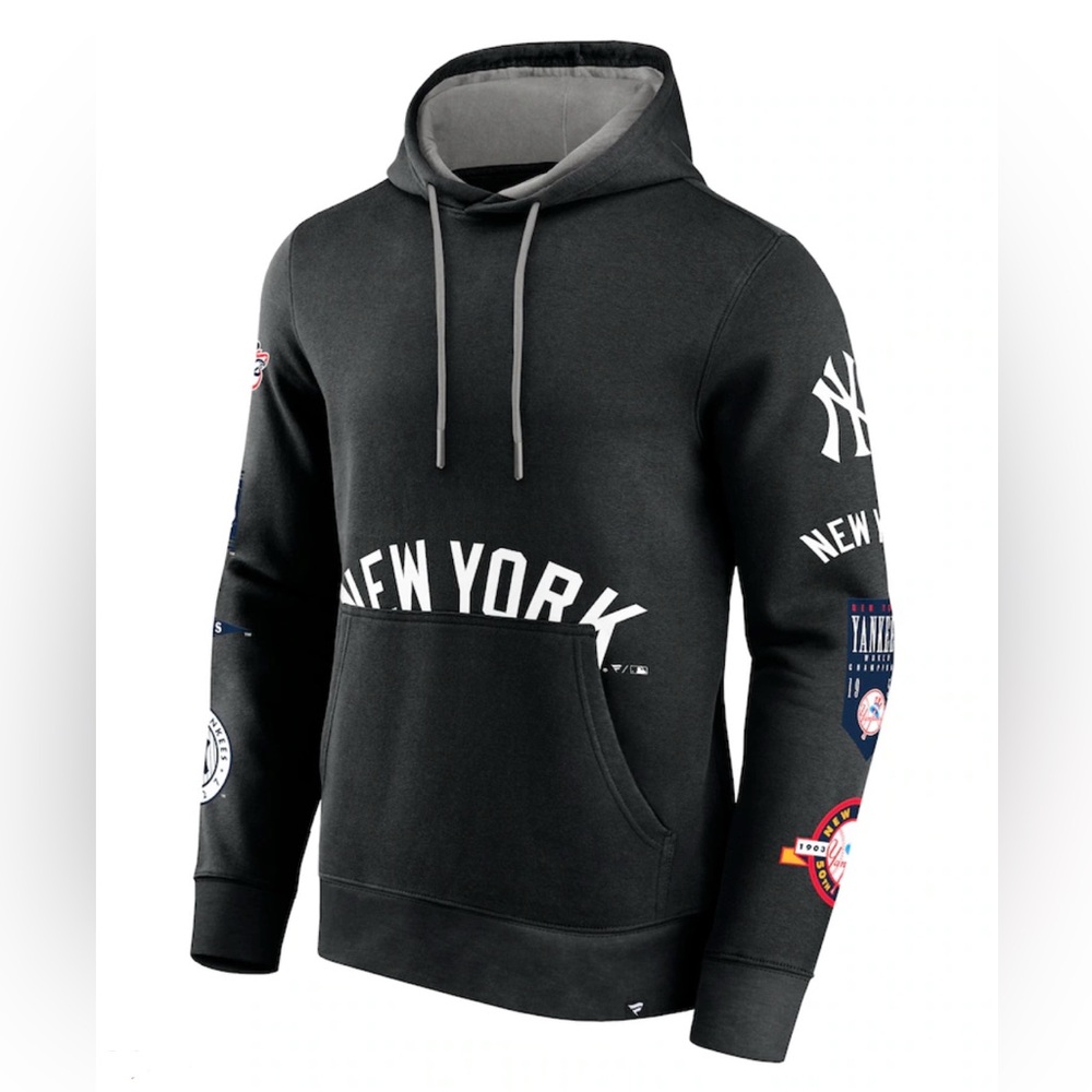 New York Yankees Hoodie Medium Black Fanatics Wild Winner Patches Pullover MLB